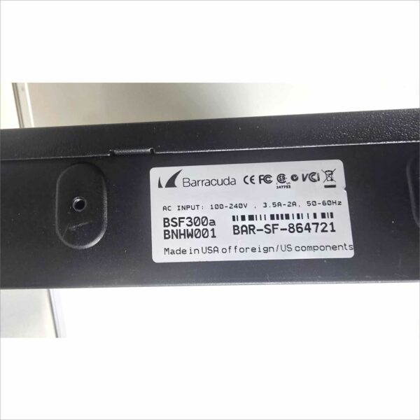 Barracuda Networks BSF300a Email Spam Firewall 300 – Anti-Spam / Virus Filter Appliance – Used