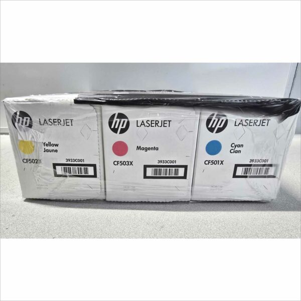 Genuine OEM HP 202X Toner Cartridge Set – CF501X Cyan, CF502X Yellow, CF503X Magenta – New