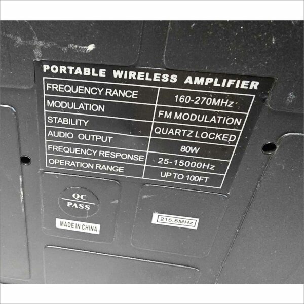 Pyle PWMA200 Portable Wireless PA Amplifier – 80W – Rechargeable – Used