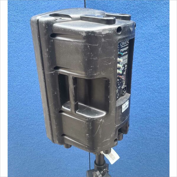 Lot of 2x Crate Audio PSM10P 200W Passive PA Speakers + 2x CGM 84" Black Tripod Stands – Used