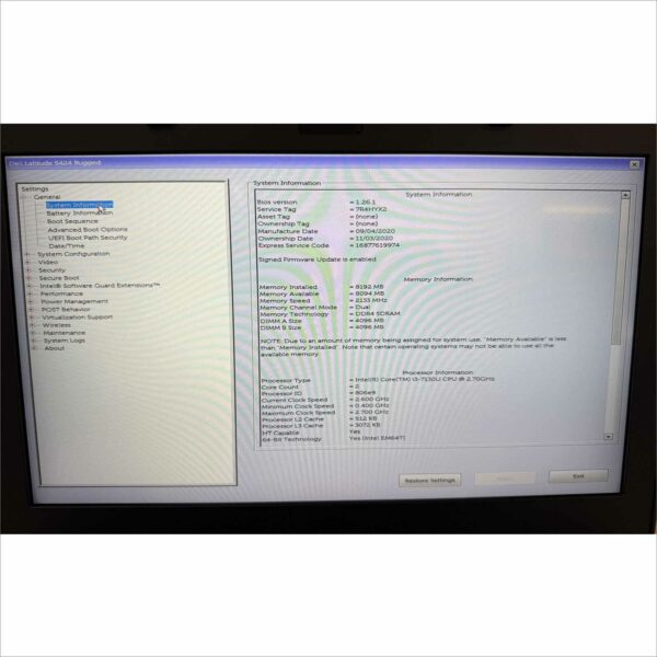 Dell Latitude 5424 Rugged | i3 7th Gen | 8GB RAM | No HDD/Caddy | No Battery Super Clean Bare bone
