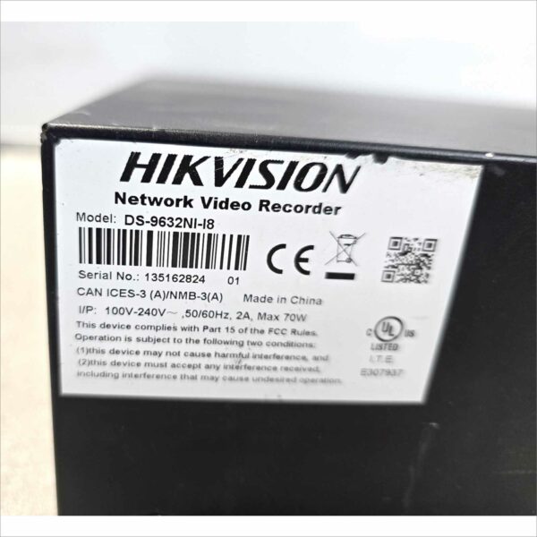 HikVision DS-9632NI-I8 32-Channel Network Video Recorder (NVR) – 4K, 8 Bay – Used