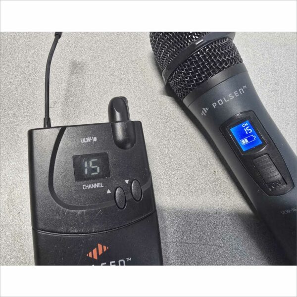 Polsen ULW-16 Set Handheld Wireless Mic & UHF Receiver 16 Channel 584-606MHz
