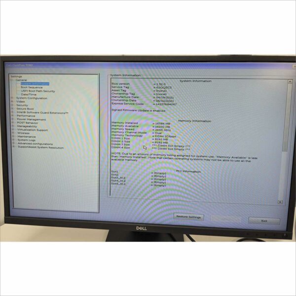 Dell Optiplex 7080 SFF Intel Core i5-10500 @ 3.10GHz 16GB 128GB M.2