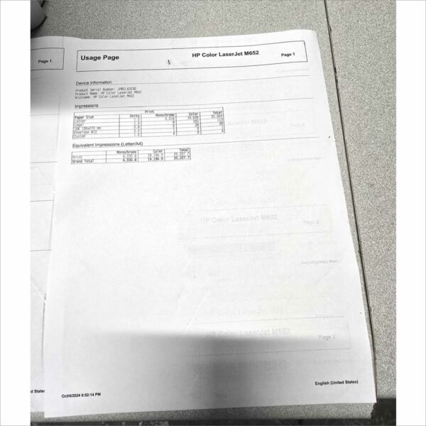HP Color LaserJet M652N J7Z98A Enterprise Printer
