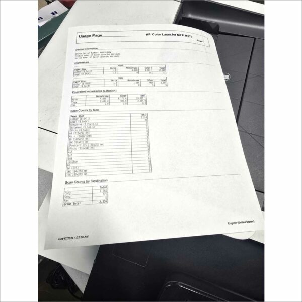 HP LaserJet Enterprise MFP M577 Printer B5L46A - Work Great - Barebone Unit – No Consumables