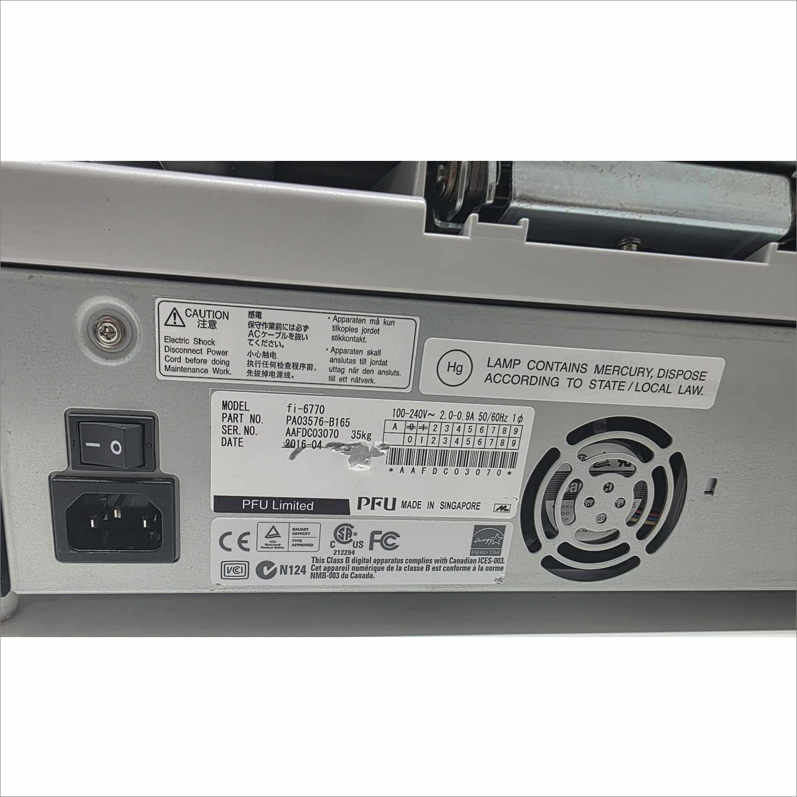 Fujitsu fi-6770dj Production ADF Duplex Scanner PA03576-B165