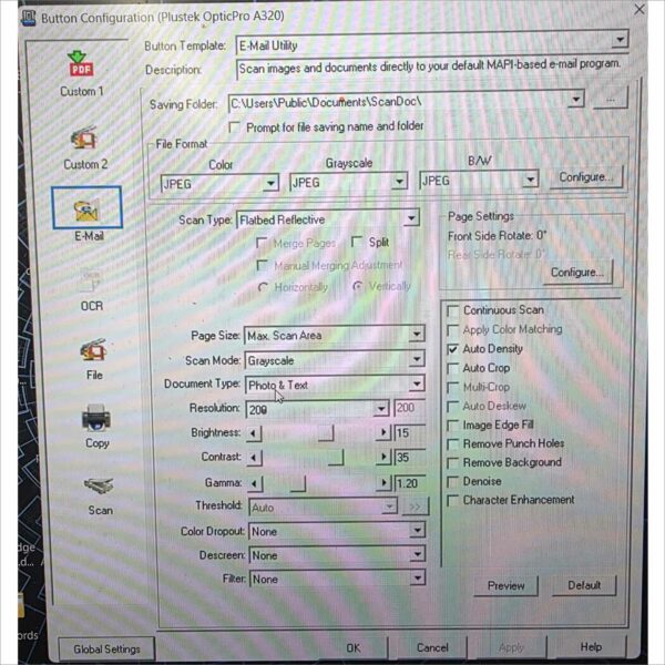 Plustek OpticPro A320 Large Format Flatbed Scanner A320
