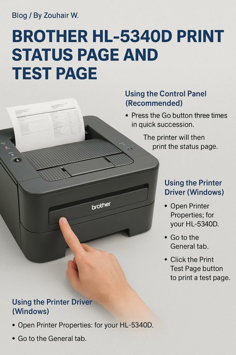 brother hl-5340d print status page and test page