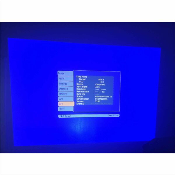 Epson PowerLite 99W H578A WXGA 3000 Lumens 3LCD Projector – 959 Lamp Hours