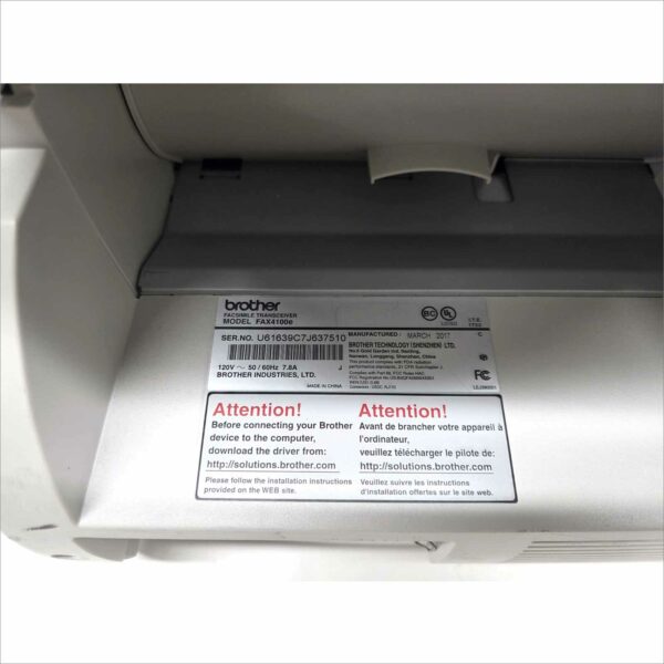 Brother IntelliFax FAX-4100e Business Class Laser FAX, Super G3/33.6Kbps
