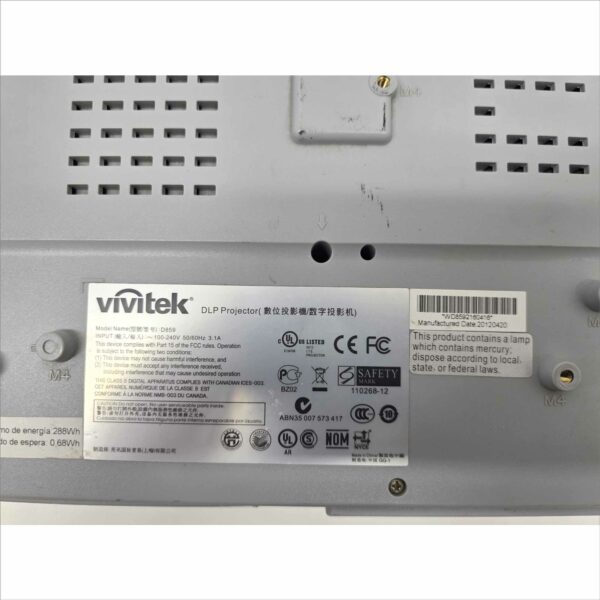 Vivitek D859 XGA 4700 Lumens DLP Projector – 2778 Lamp Hours