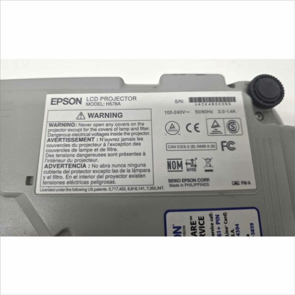 Epson PowerLite 99W H578A WXGA 3000 Lumens 3LCD Projector – 959 Lamp Hours