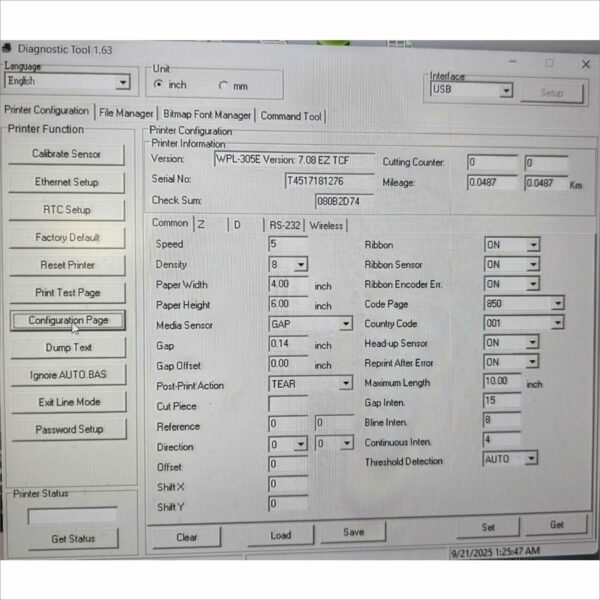 WASP WPL305E Thermal Transfer POS Barcode Printer USB Serial Parallel - Clean
