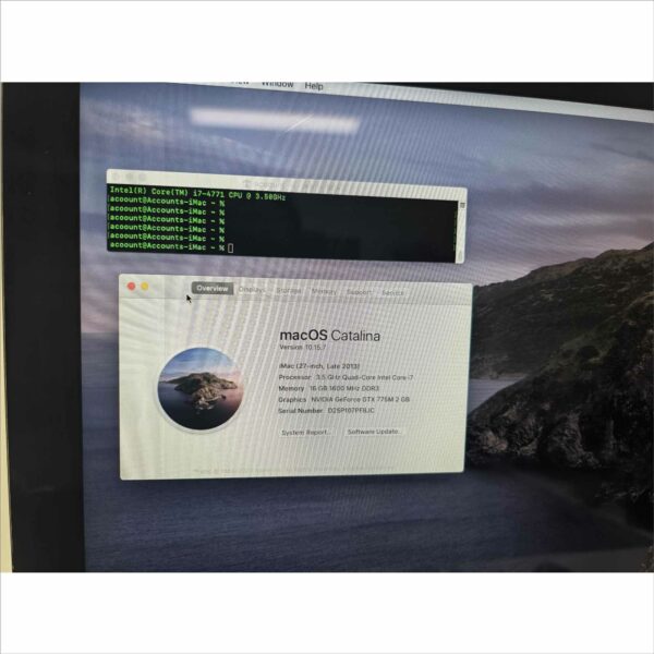 Apple iMac A1419 27″ Late 2013 i7-4771 @ 3.5GHz 16GB RAM 1TB HDD GTX 775M 2GB macOS Catalina – Cracked Screen