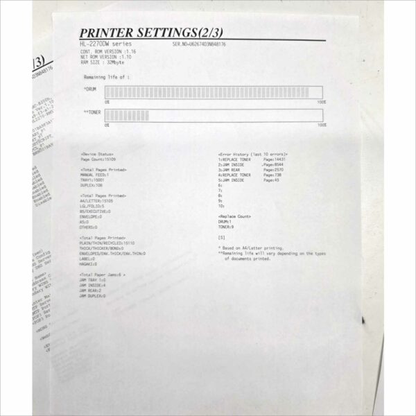 Brother HL‑2270DW Wireless Monochrome Laser Printer 27ppm Duplex, Wireless