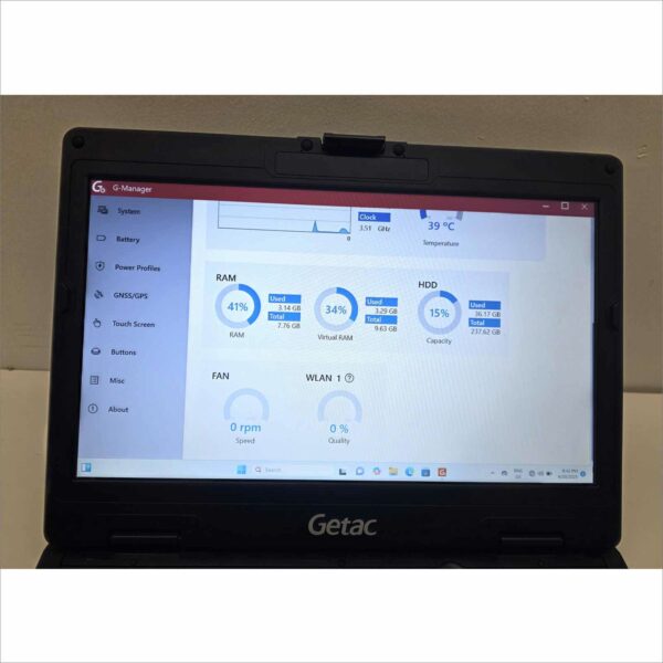 Getac S410 G4 Rugged Notebook i7 11th Gen 8GB 256GB SSD Win 11 TPM BT