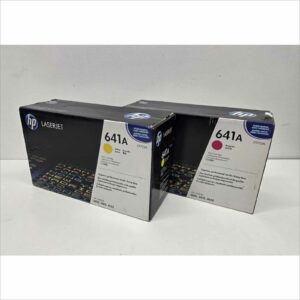 New OEM Lot of 2x HP 641A Color Toners – Yellow C9722A / Magenta C9723A – For HP Color LaserJet 4600 / 4610 / 4650 Series – Sealed OEM Packaging