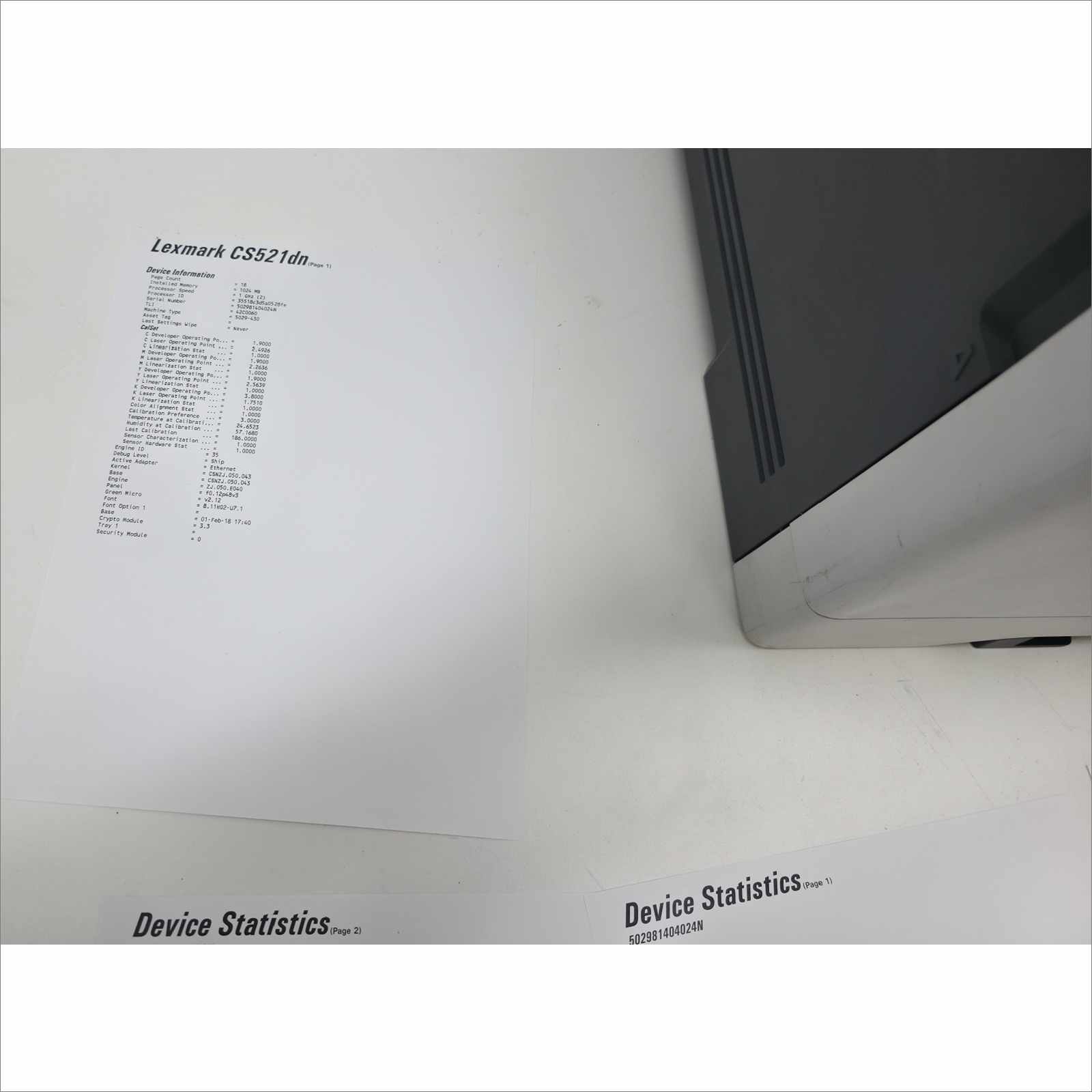 Lexmark CS521dn Color Laser Printer – Page Count 9 – Cracked Tray (Jams / Needs Replacement)