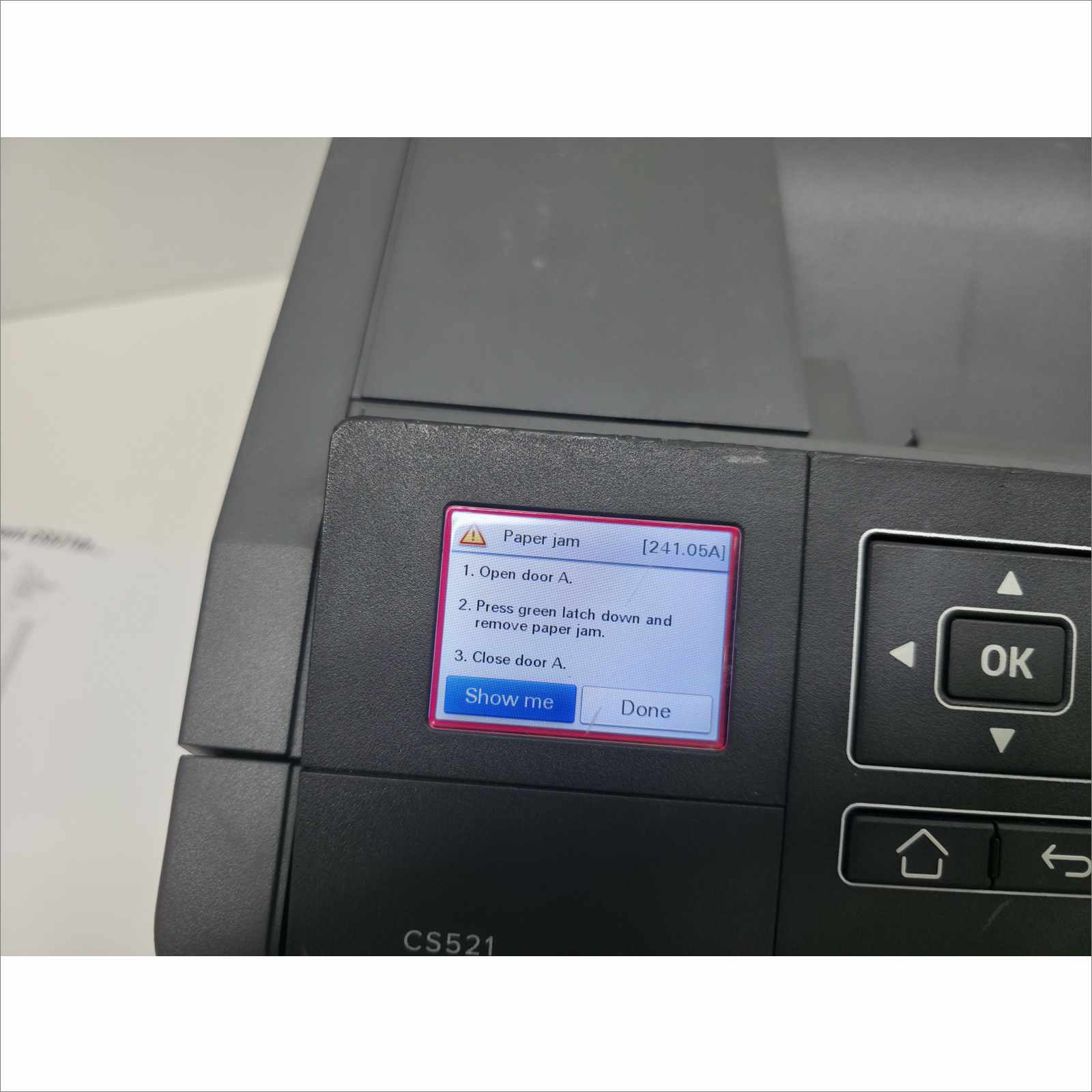 Lexmark CS521dn Color Laser Printer – Page Count 9 – Cracked Tray (Jams / Needs Replacement)