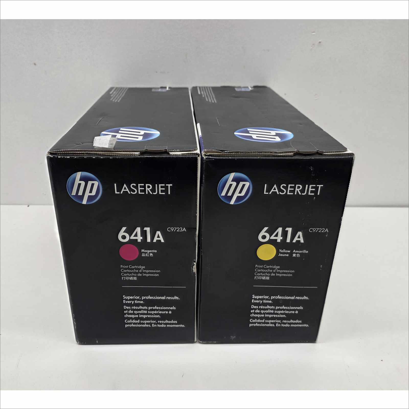 New OEM Lot of 2x HP 641A Color Toners – Yellow C9722A / Magenta C9723A – For HP Color LaserJet 4600 / 4610 / 4650 Series – Sealed OEM Packaging