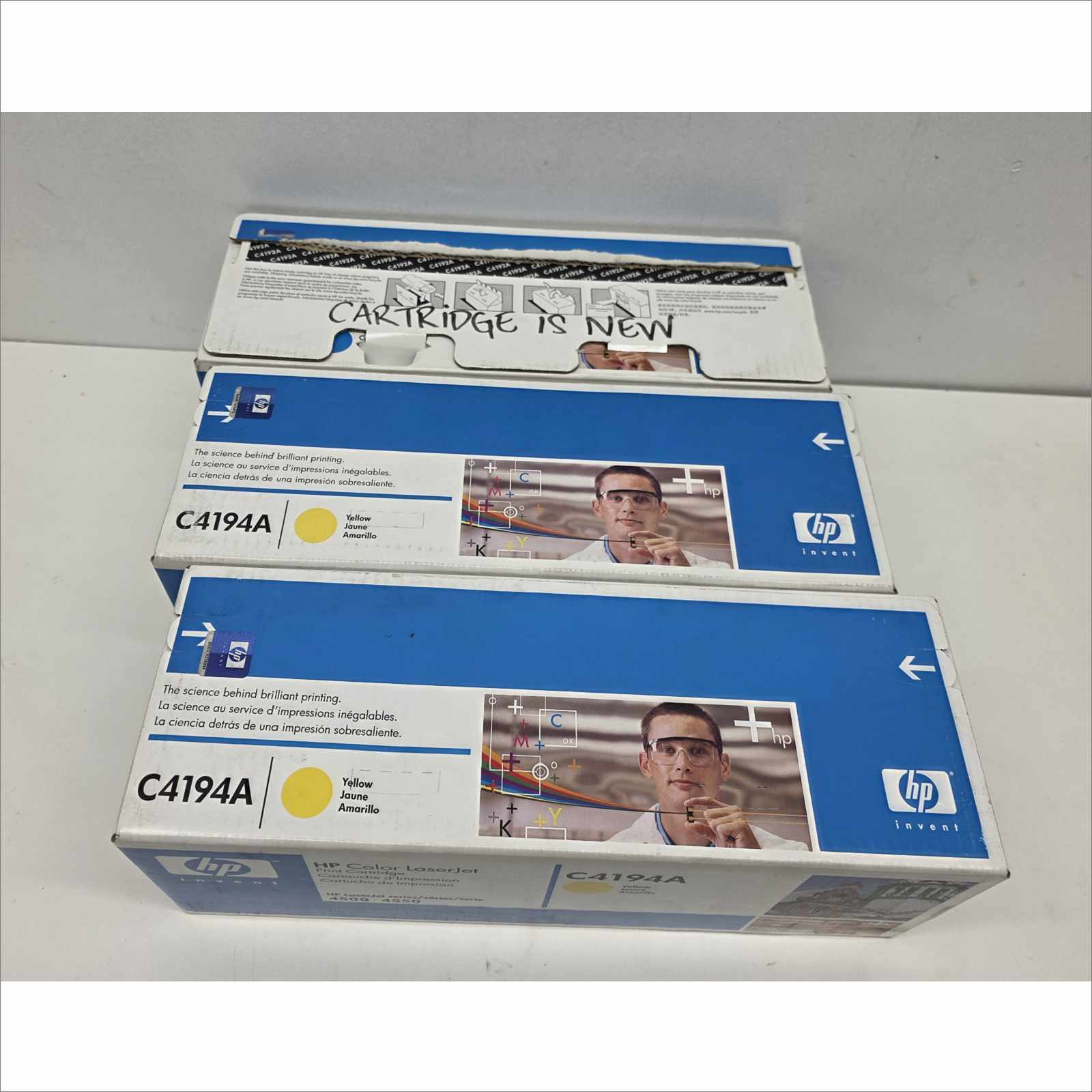 New OEM Lot of 3x HP Color LaserJet Toners – 2× Yellow C4194A / Cyan C4192A – For HP Color LaserJet 4500 / 4550 Series – Sealed OEM Packaging