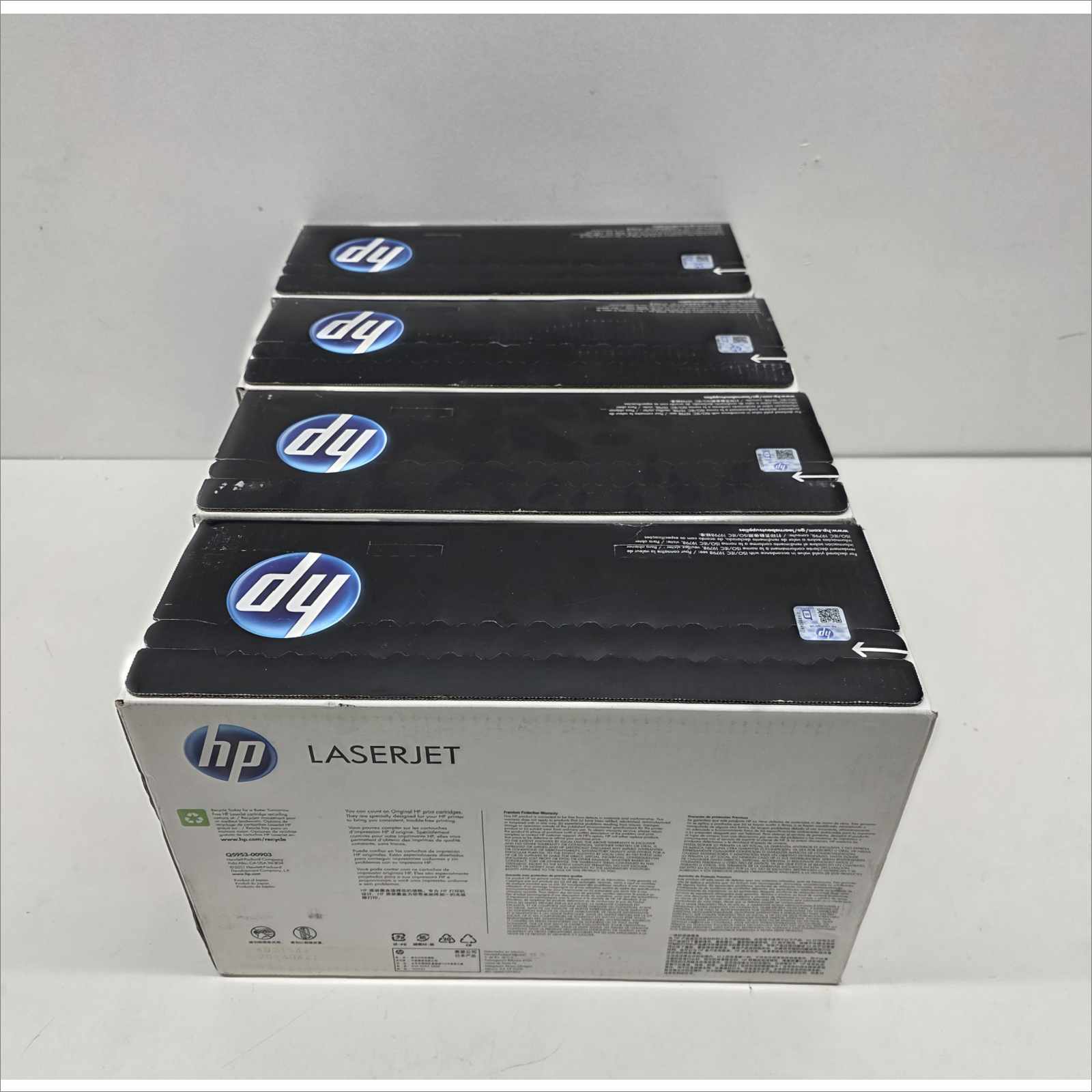 New OEM Lot of 4x HP 643A Color Toners – Yellow Q5952A / 2× Magenta Q5953A / Cyan Q5951A – For HP Color LaserJet 4700 Series – Sealed OEM Packaging