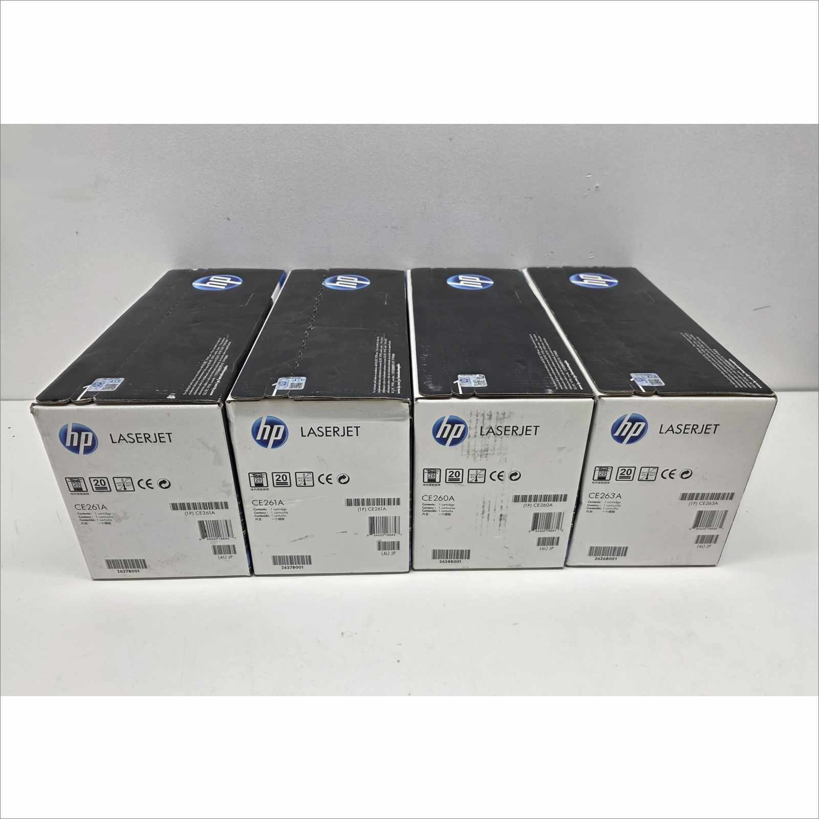 New OEM Lot of 4x HP 647A / 648A Color Toners – Black CE260A / Magenta CE263A / 2× Cyan CE261A – For HP Color LaserJet CP4025 / CP4525 Series – Sealed OEM Packaging