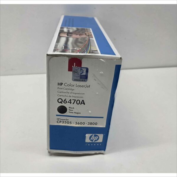 New OEM HP Color LaserJet Black Print Cartridge Q6470A for HP LaserJet CP3505 / 3600 / 3800 Series – Sealed OEM Packaging