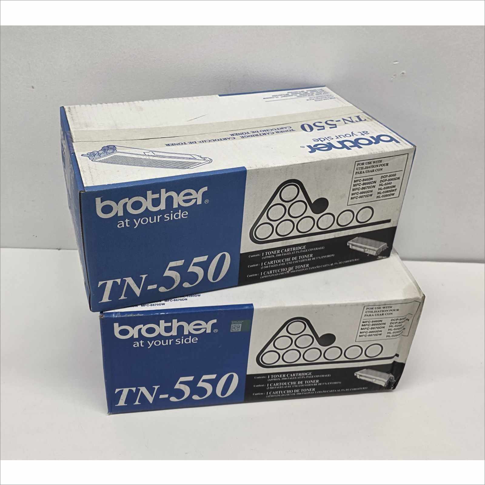 This Brother TN-550 Black Toner Cartridge is new and sealed in its original OEM packaging. The exterior box may show minor shelf wear, scuffing, or small dents from storage — see photos for exact condition. Compatible with the following Brother printers: DCP-8060, DCP-8065DN, HL-5240, HL-5250DN, HL-5250DNT, HL-5280DW, MFC-8460N, MFC-8660DN, MFC-8670DN, MFC-8860DN, and MFC-8870DW. This genuine OEM toner provides crisp black text and consistent print quality across every page. It will be packed in a slightly larger box with protective padding to ensure safe delivery and prevent additional box wear. Includes: 1x New OEM Brother TN-550 Black Toner Cartridge for DCP / HL / MFC Series (see compatible models above) Does Not Include: Anything else not listed or pictured above Shipping Data Unit box dimensions (W × H × D): 14.8″ × 4.6″ × 7.3″ (OEM packaging) Unit weight: 2.1 lbs Shipping dimensions (W × H × D): 20.8″ × 10.6″ × 13.3″ (+3″ per side for protection) Estimated shipping weight: ~2.4 lbs (unit weight × 1.15 packaging allowance) ⚠️ Condition Note: New and factory sealed. Box may show light wear from storage.