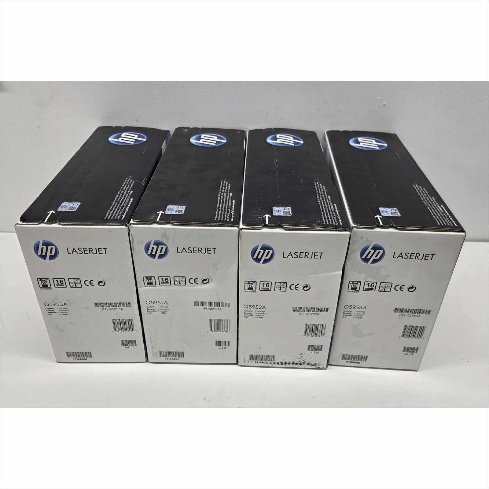New OEM Lot of 4x HP 643A Color Toners – Yellow Q5952A / 2× Magenta Q5953A / Cyan Q5951A – For HP Color LaserJet 4700 Series – Sealed OEM Packaging