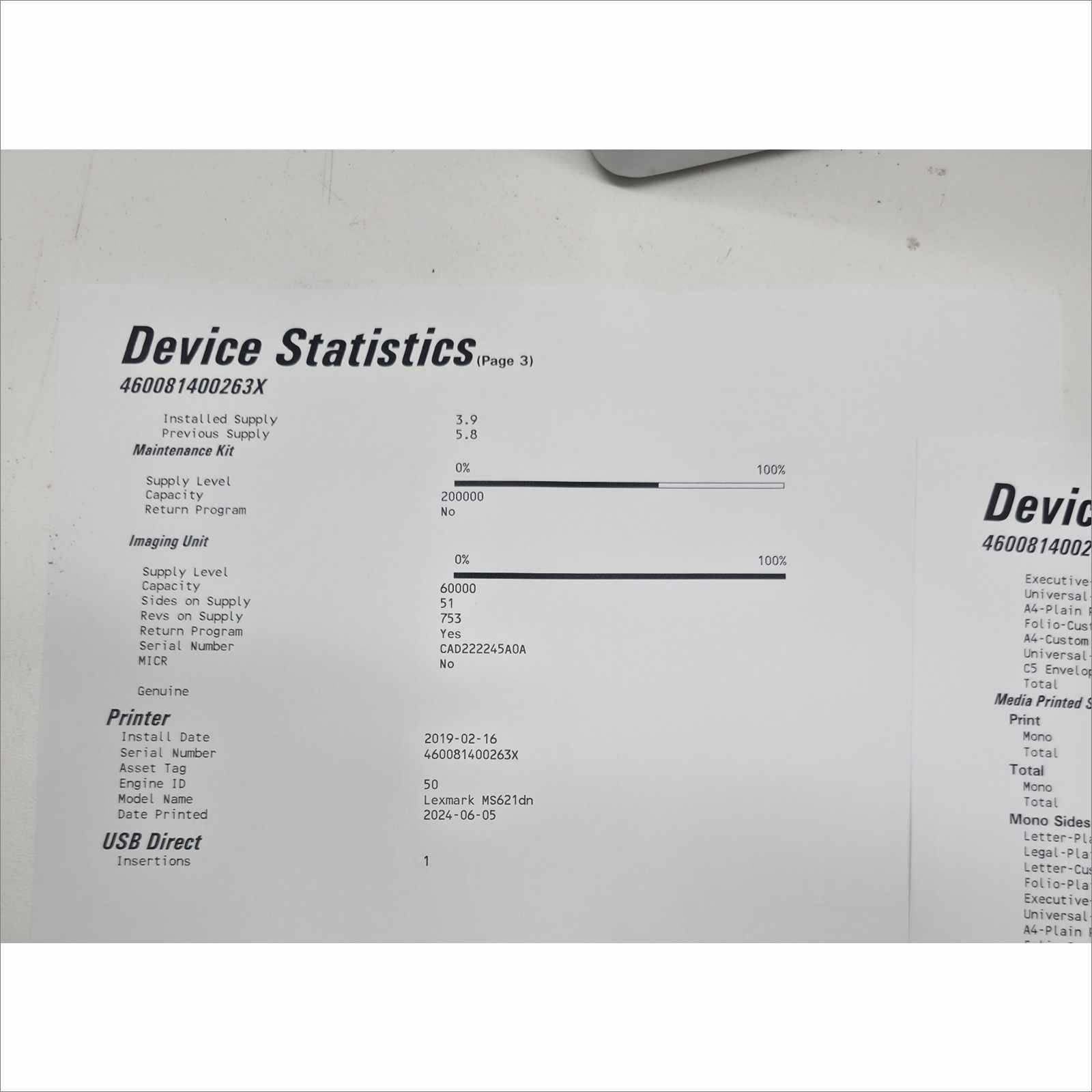 Lexmark MS621dn Monochrome Laser Printer – Page Count 73K – Tested Working