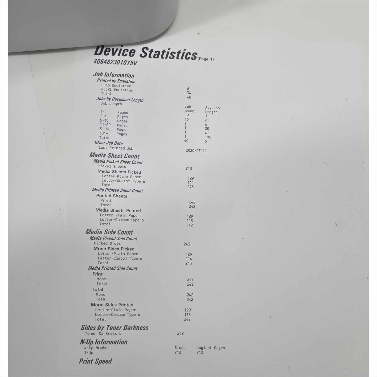 Lexmark MS826de Monochrome Duplex 70 ppm Laser Printer - Low Count only 245 Pages
