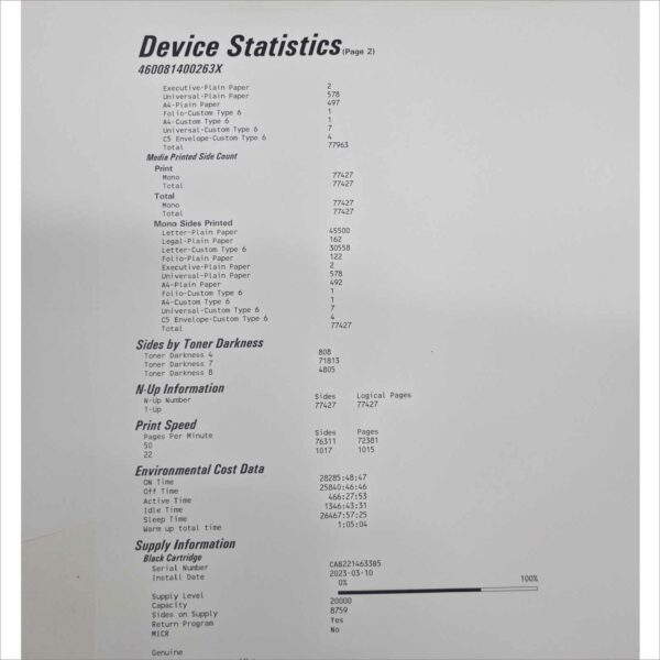 Lexmark MS621dn Monochrome Laser Printer – Page Count 73K – Tested Working