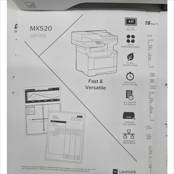 Lexmark MX521ade Monochrome Laser Printer – 151K Pages – Tested Working