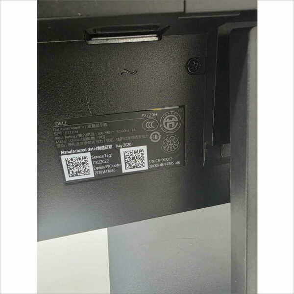Lot of 2x Dell E2720H 27″ Monitors with Stands – FHD 1920×1080 LED Display