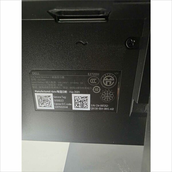 Lot of 2x Dell E2720H 27″ Monitors with Stands – FHD 1920×1080 LED Display