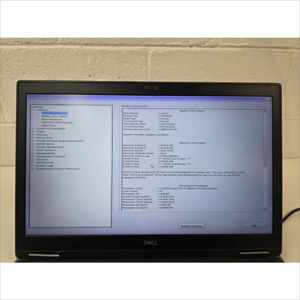Dell Precision 7740 17.3″ i7-9850H @ 2.6GHz / 32GB RAM / FHD / Intel UHD + NVIDIA RTX3000(N19E-Q1) – No HDD – Good Battery