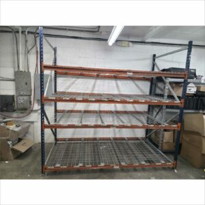 Lot of 5x 4-Tier Metal Storage Racks – Modular “LEGO-Style” Design, Easy to Dismantle and Extend – 100″W × 96″H × 48″D