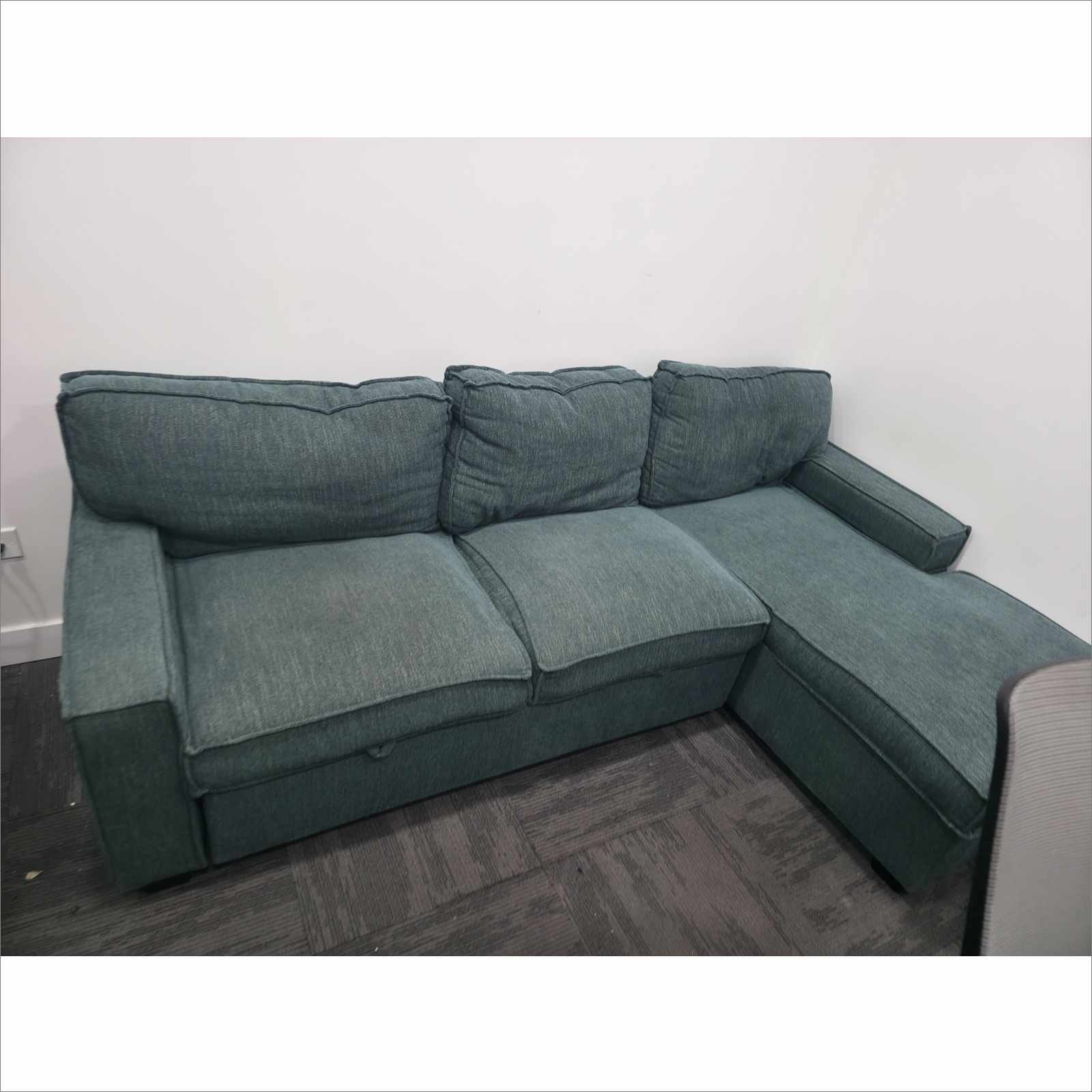 Celadon Sleeper Sofa Set w/ Desk Chair & File Cabinet – Office Furniture Lot