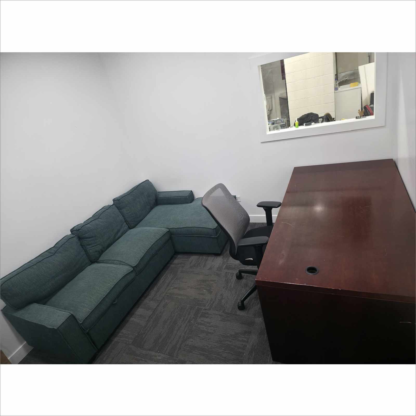 Celadon Sleeper Sofa Set w/ Desk Chair & File Cabinet – Office Furniture Lot