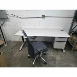 Steelcase Ellipse Desk ADXP3072L6 30x72 w/ Hanging Pedestal & SitOnIt Sona Chair 5723