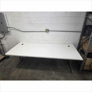 Steelcase 84×36 Laminate Work Table RATCL3672F with Silver Legs – White