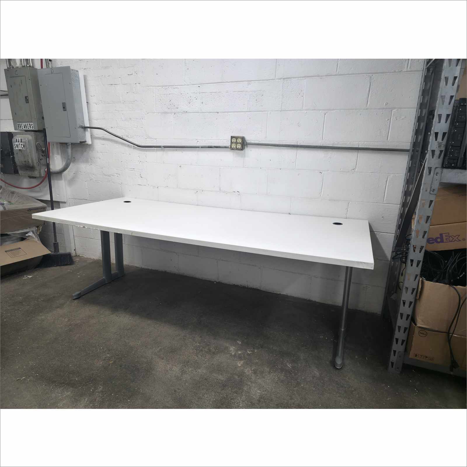 Steelcase 84×36 Laminate Work Table RATCL3672F with Silver Legs – White