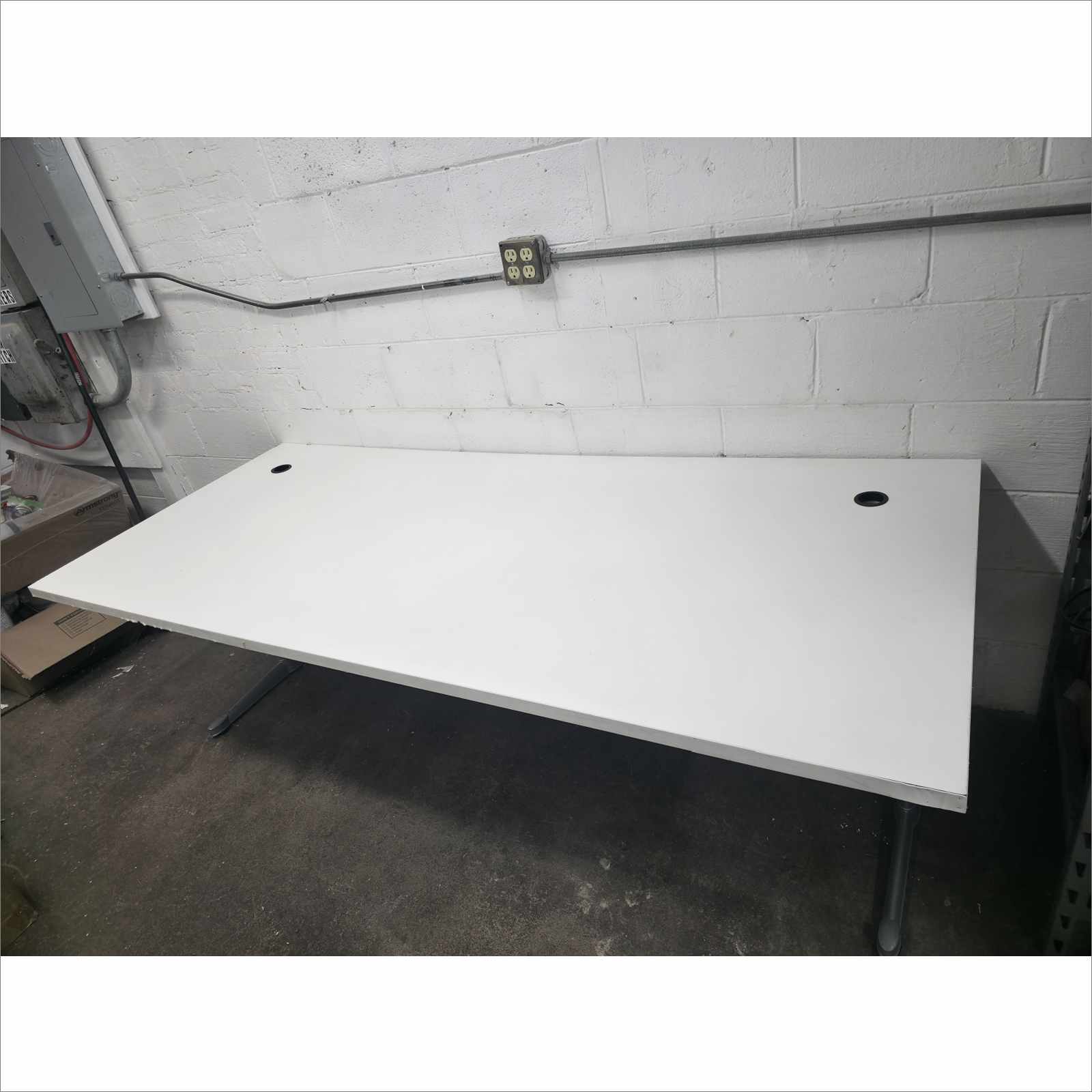 Steelcase 84×36 Laminate Work Table RATCL3672F with Silver Legs – White