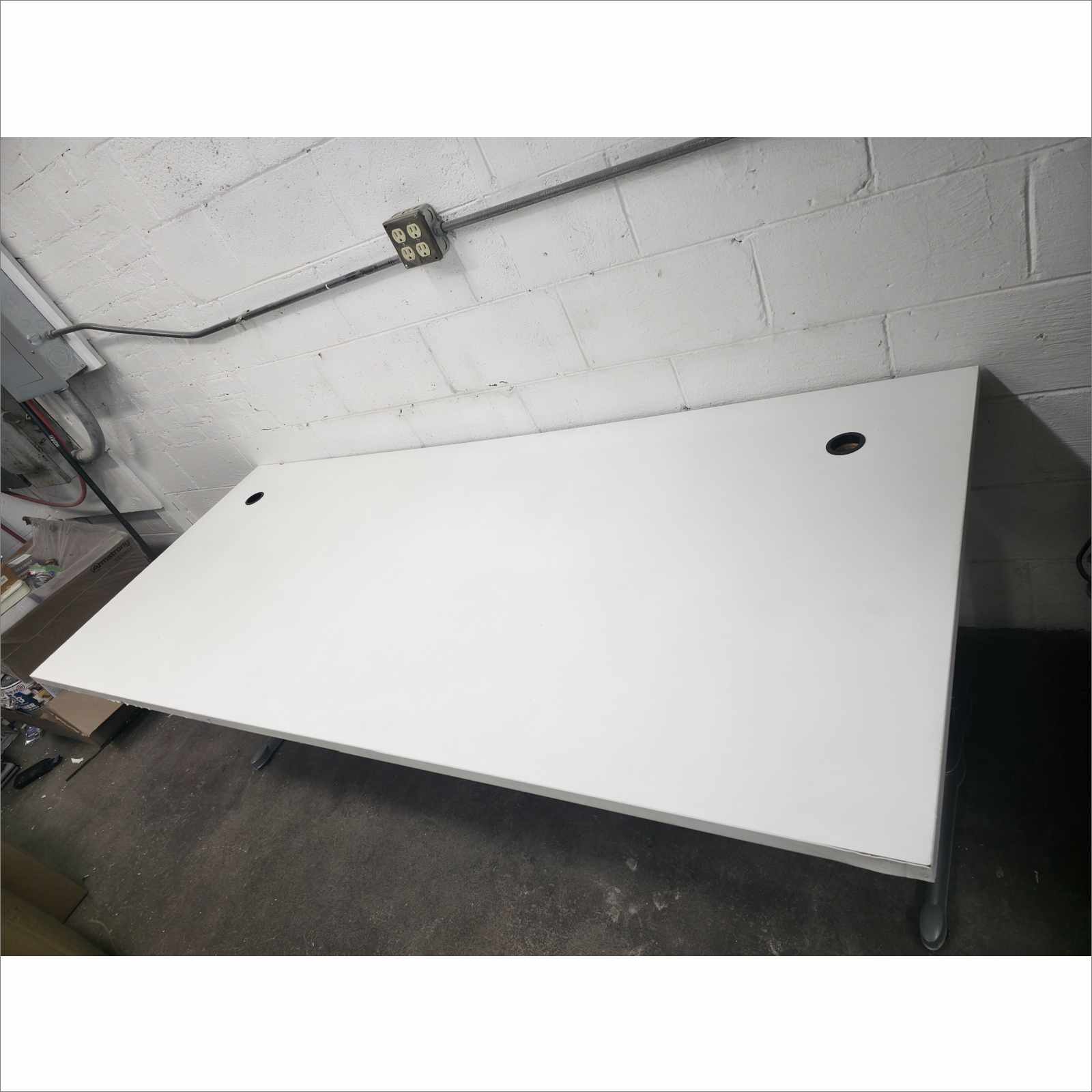 Steelcase 84×36 Laminate Work Table RATCL3672F with Silver Legs – White