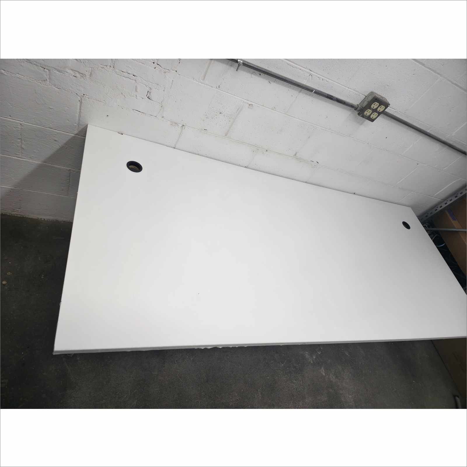 Steelcase 84×36 Laminate Work Table RATCL3672F with Silver Legs – White