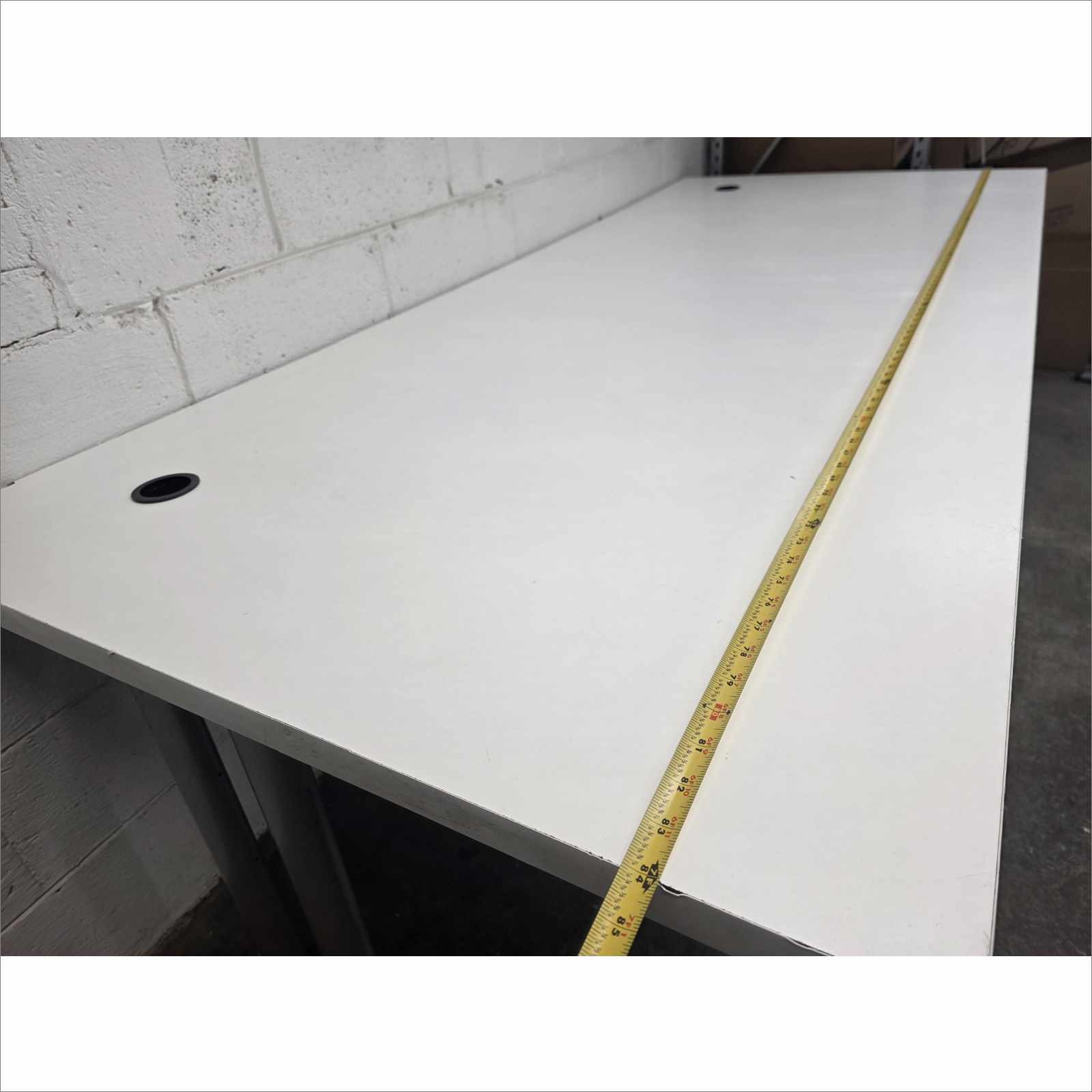 Steelcase 84×36 Laminate Work Table RATCL3672F with Silver Legs – White