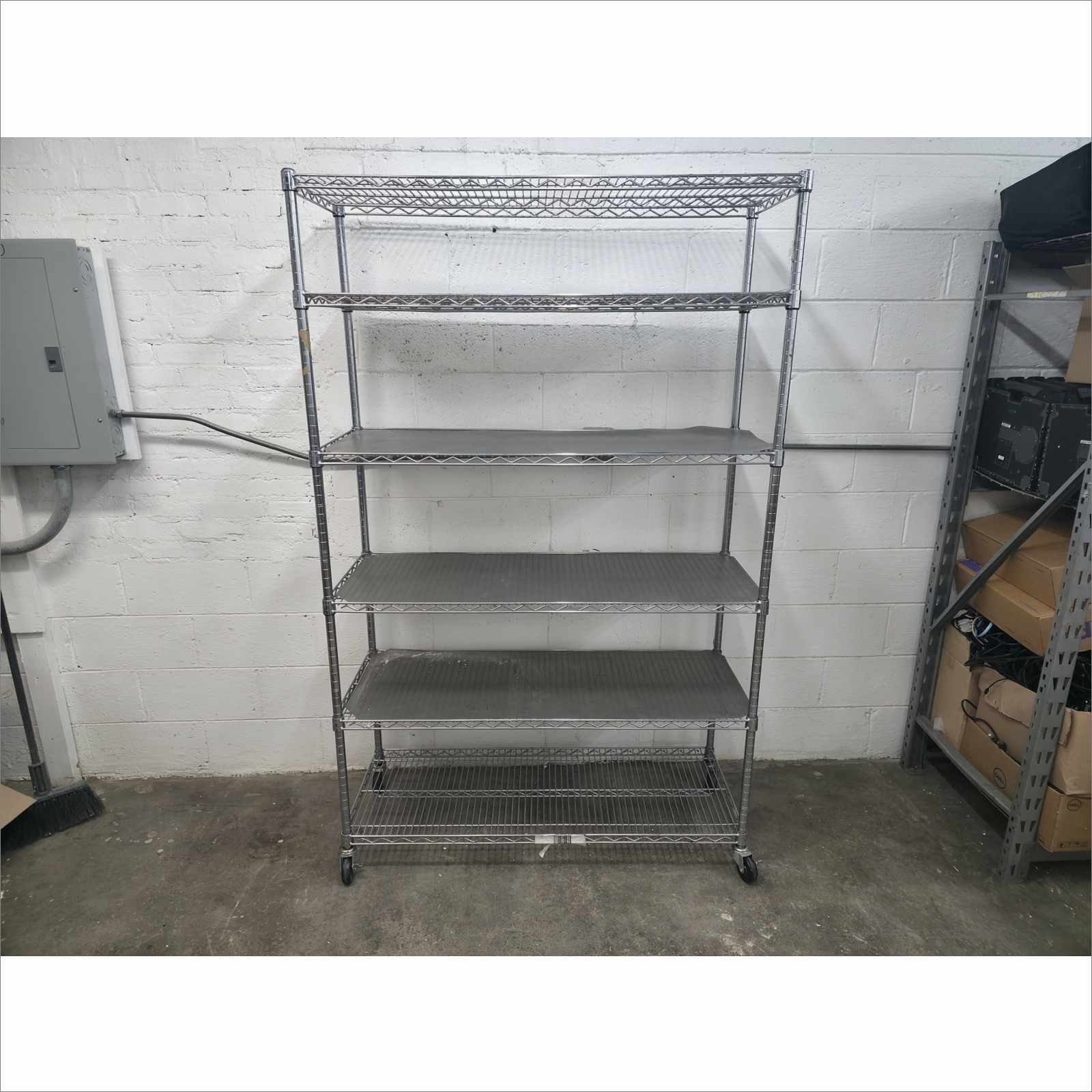 Lot of 2x 4000 LBS Heavy Duty Wire Adjustable 5-Tier Shelving Racks 48x18x76 with Casters – Storage Units