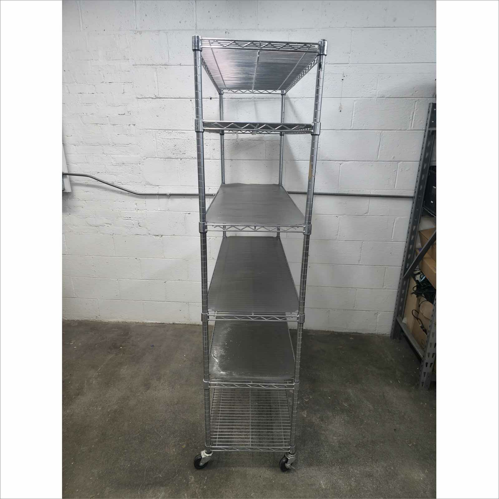 Lot of 2x 4000 LBS Heavy Duty Wire Adjustable 5-Tier Shelving Racks 48x18x76 with Casters – Storage Units